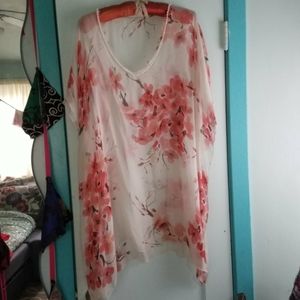 Silk with pearls dress cover up/one size